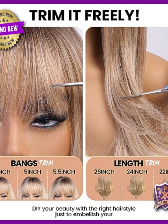Long Straight Human Hair Wig with Bangs Layered for Cosplay Daily Wear main image 5